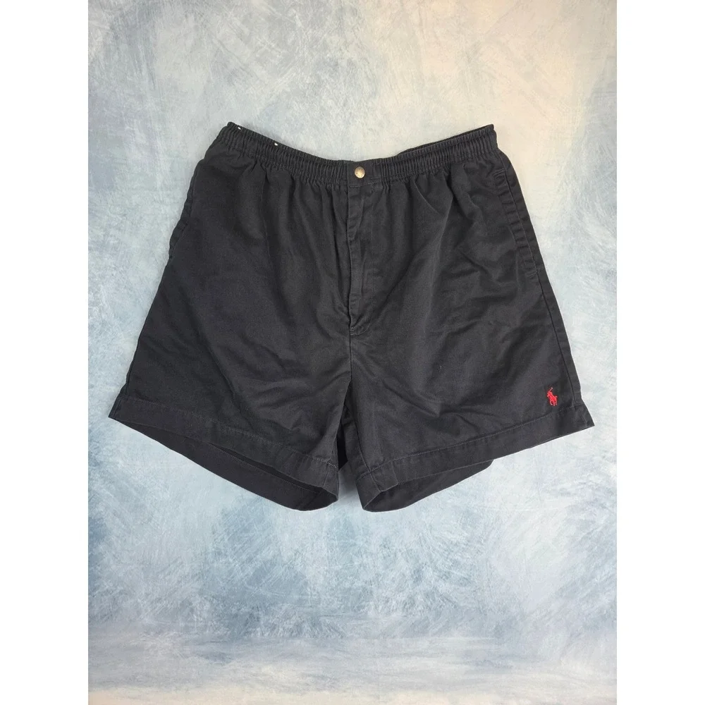 Polo Ralph Lauren Classic Fit Men Shorts XXL Black Cotton Elastic Pony Logo